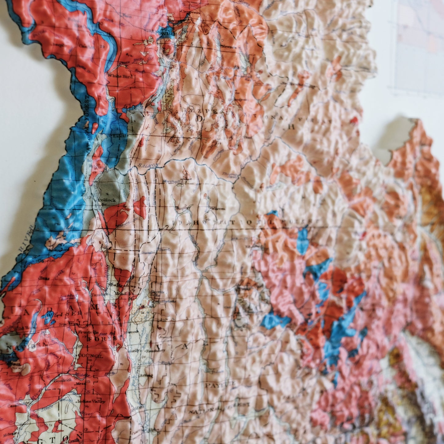 Idaho 1959 3D Raised Relief Map