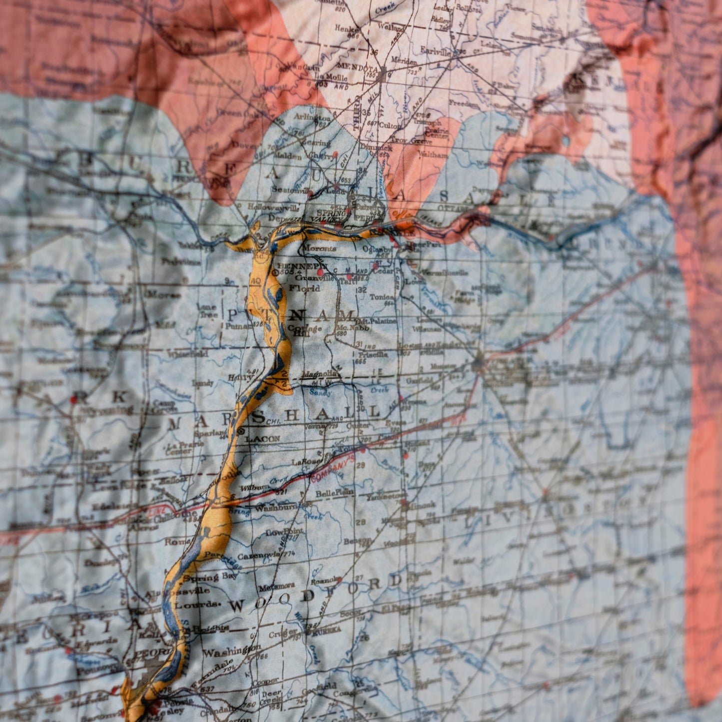 Illinois 1917 3D Raised Relief Map