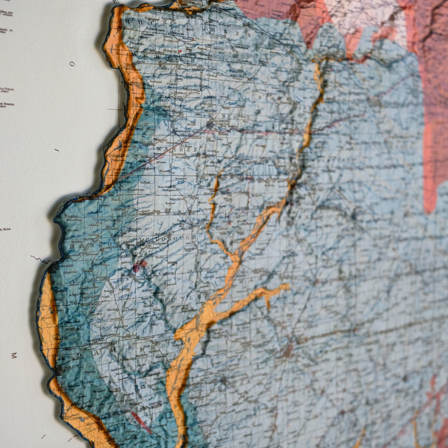 Illinois 1917 3D Raised Relief Map