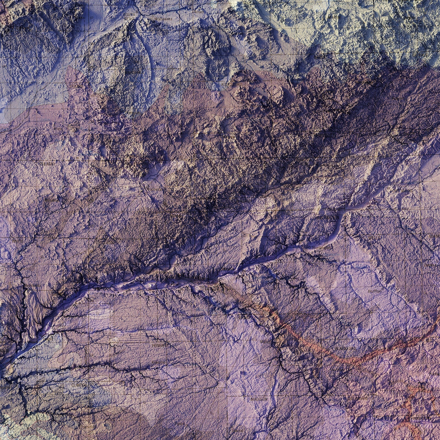 Indiana 1987 Shaded Relief Map