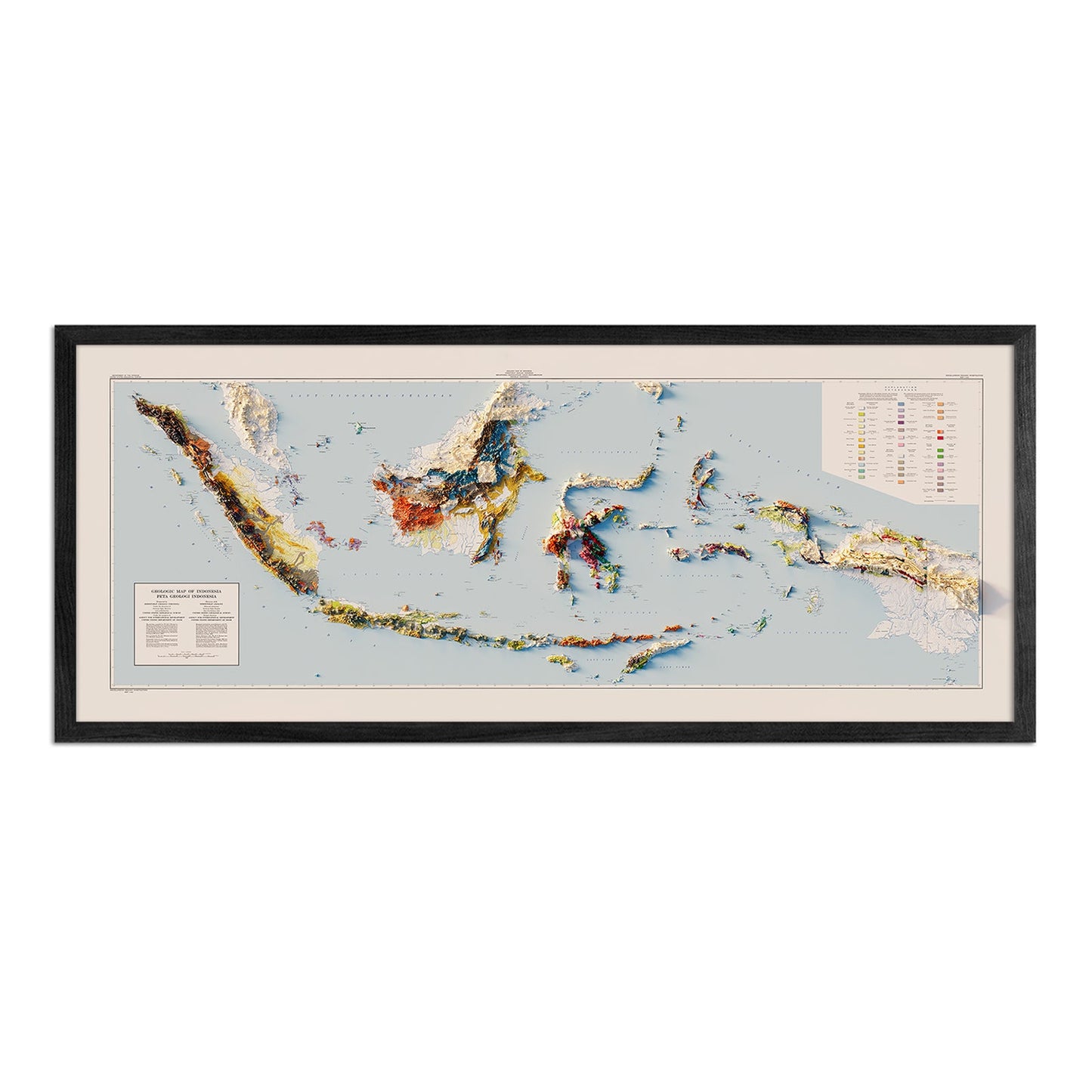 Vintage Relief Map of Indonesia - 1965