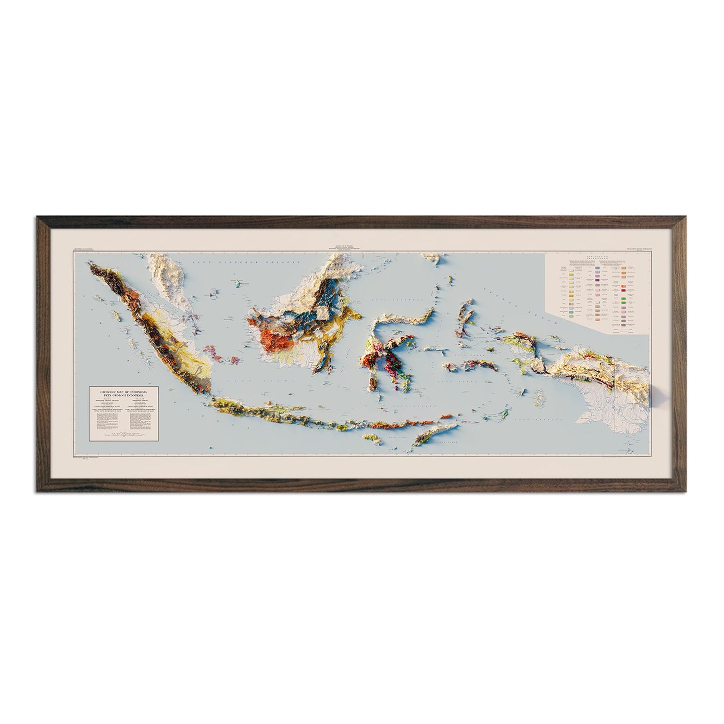 Vintage Relief Map of Indonesia - 1965