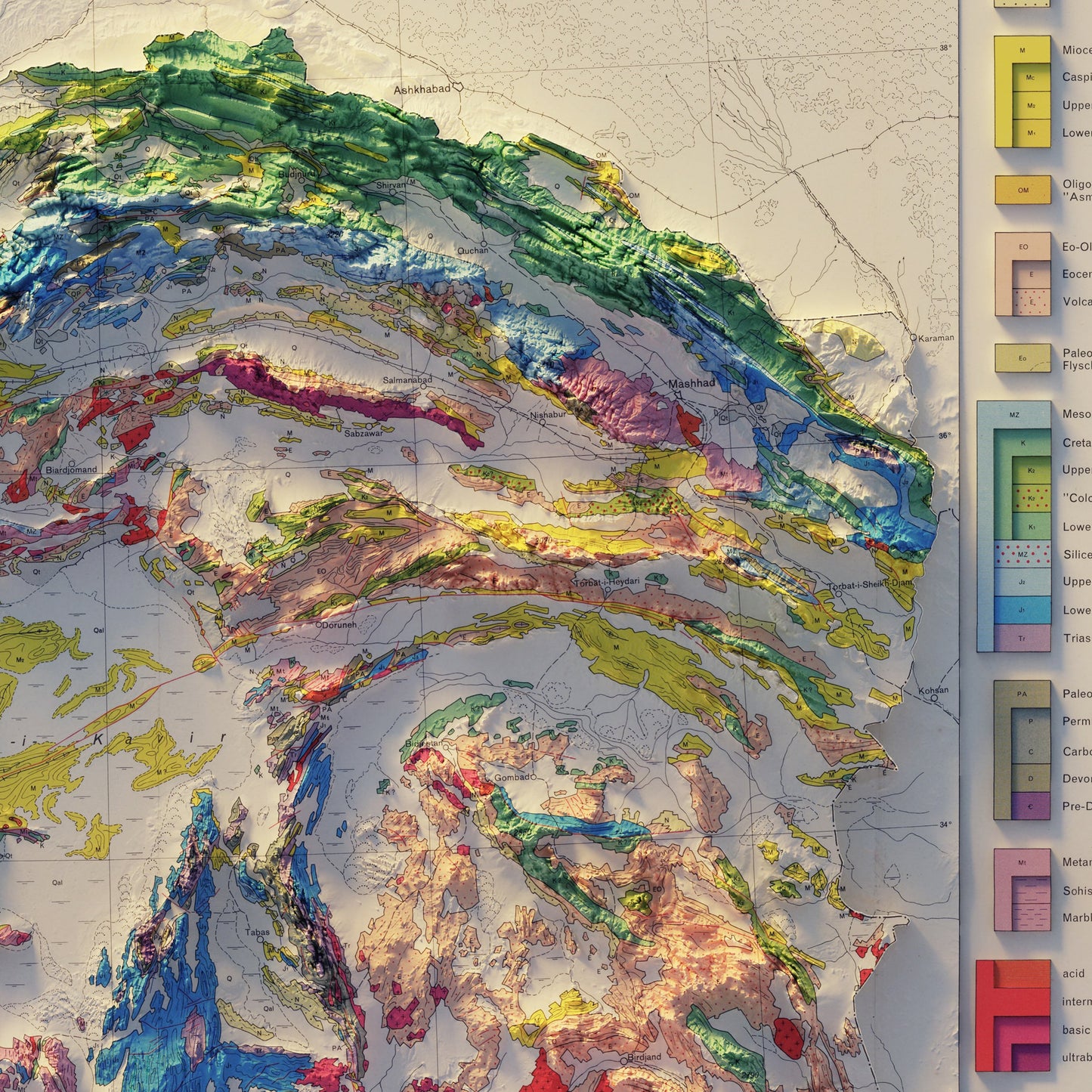 Iran 1957 Shaded Relief Map