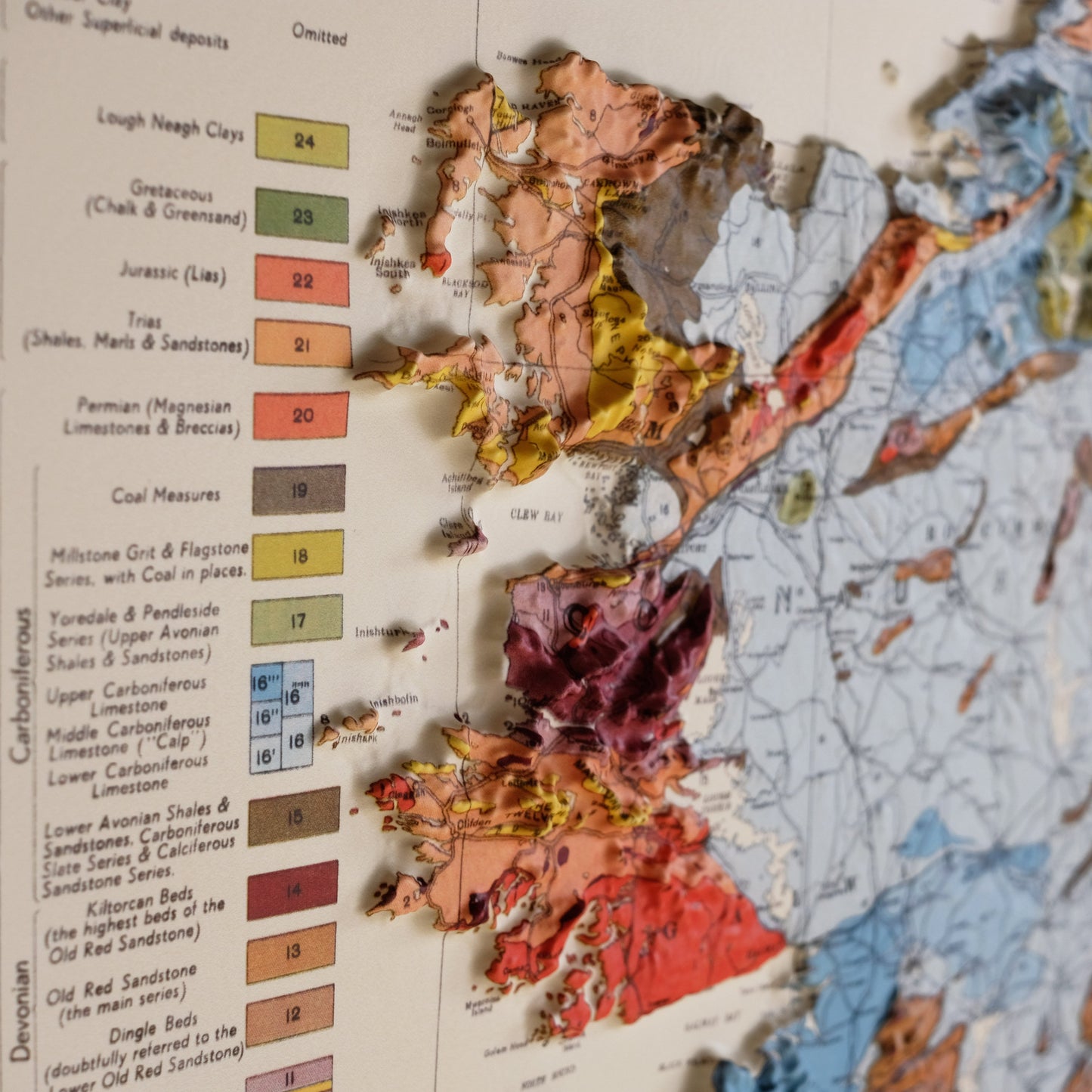Ireland 1962 3D Raised Relief Map