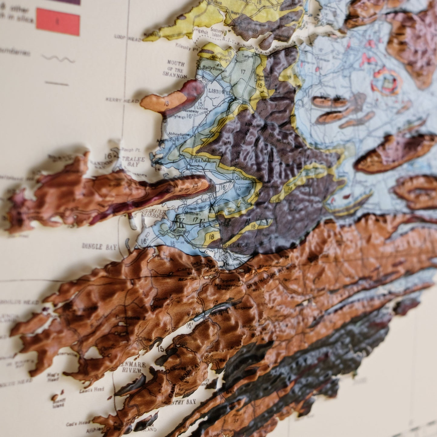 Ireland 1962 3D Raised Relief Map