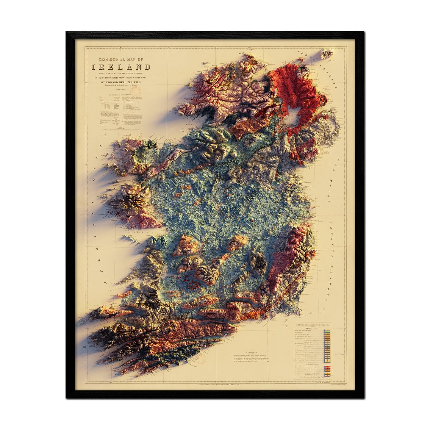 Vintage Relief Map of Ireland - 1878