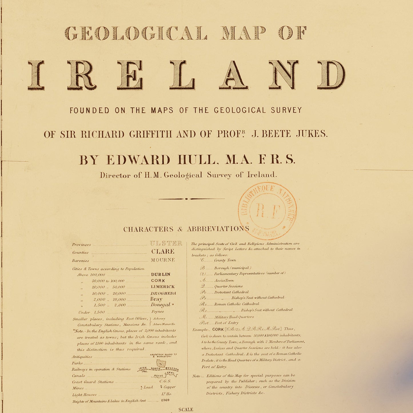 Ireland 1878 Shaded Relief Map