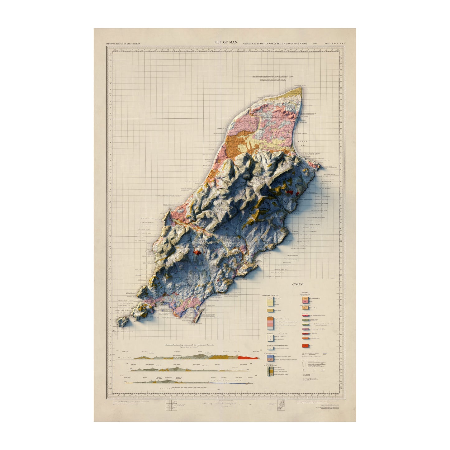 Vintage Isle of Man Relief Map - 1966