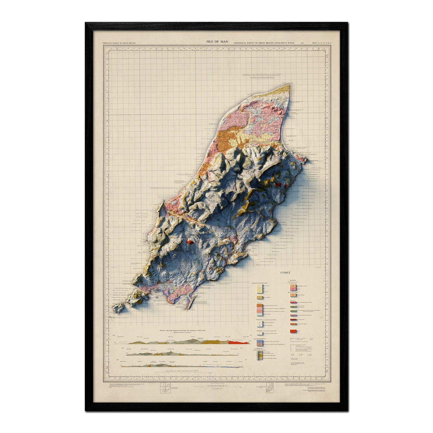 Vintage Isle of Man Relief Map - 1966