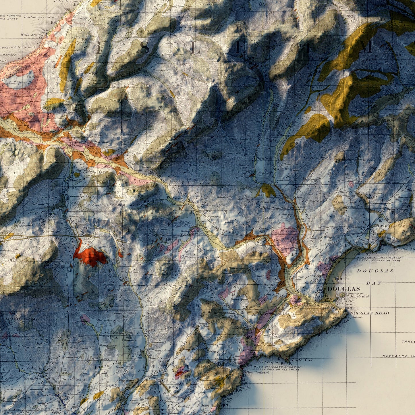 Isle of Man 1966 Shaded Relief Map