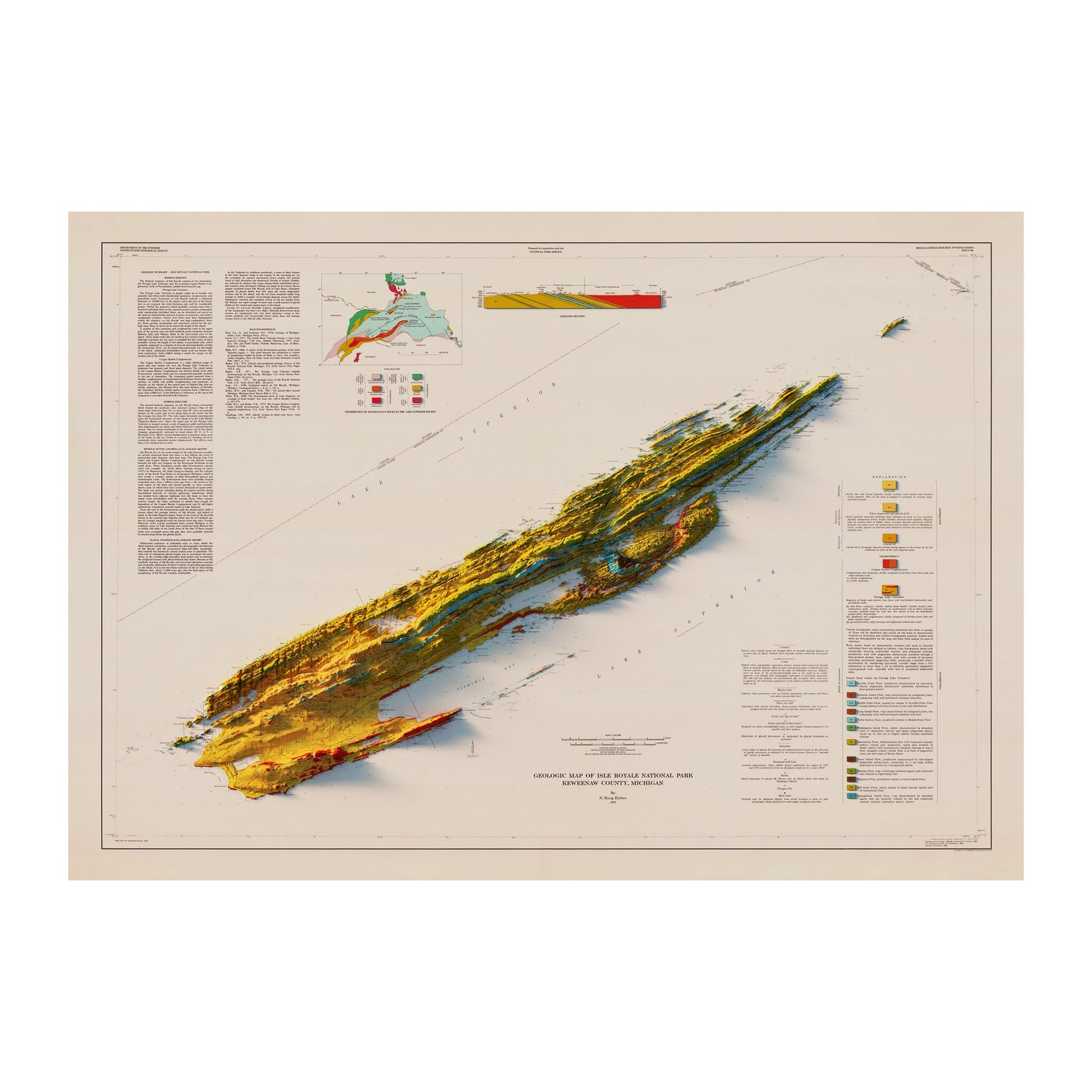 Isle Royale 1973 Relief Map