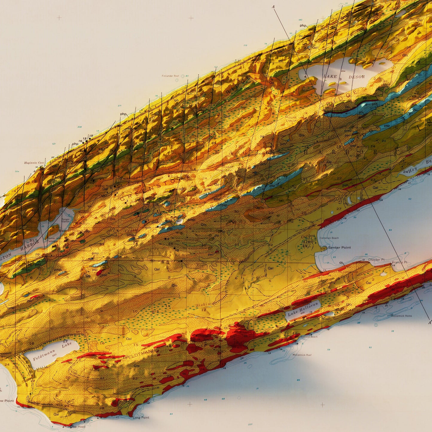 Isle Royale National Park 1973 Shaded Relief Map