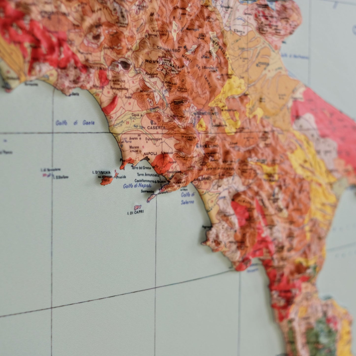 Italy 1966 3D Raised Relief Map