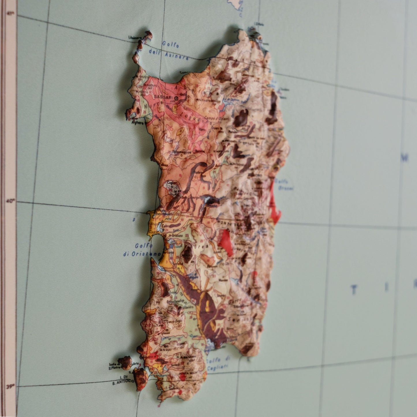 Italy 1966 3D Raised Relief Map