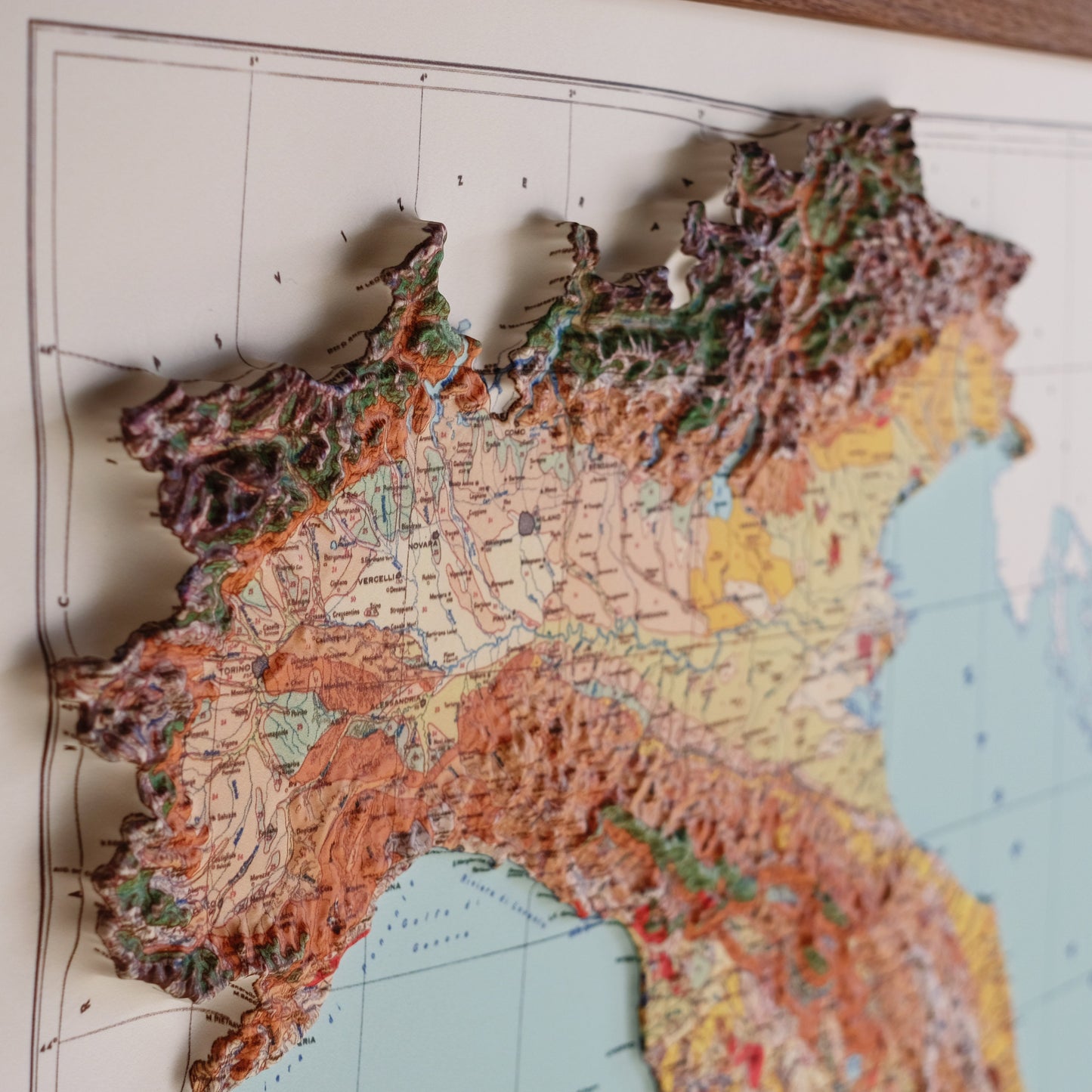 Italy 1966 3D Raised Relief Map