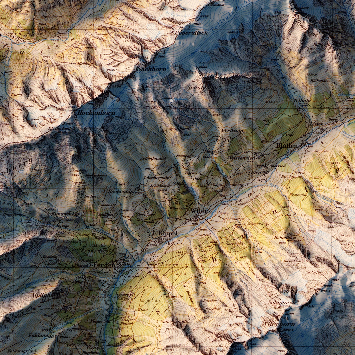Jungfrau 1956 Shaded Relief Map