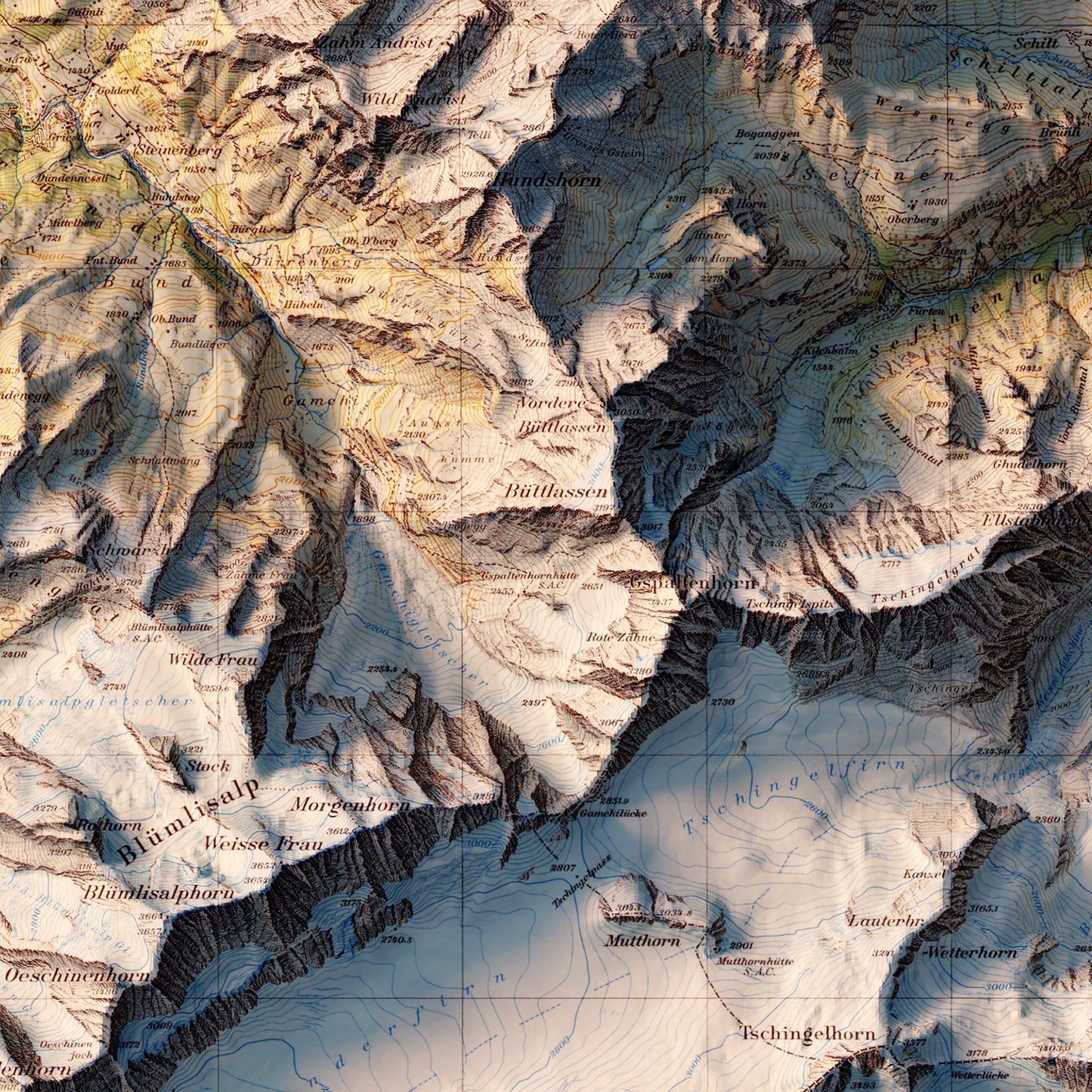 Jungfrau 1956 Shaded Relief Map