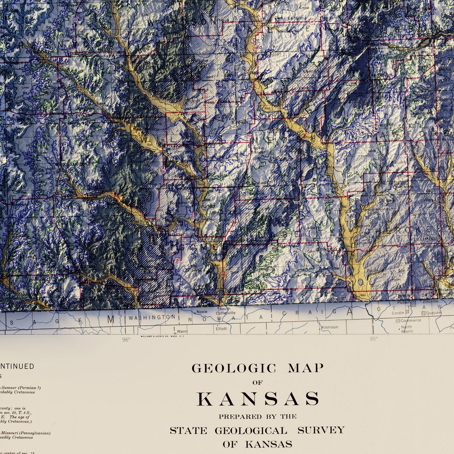 Kansas 1937 Shaded Relief Map