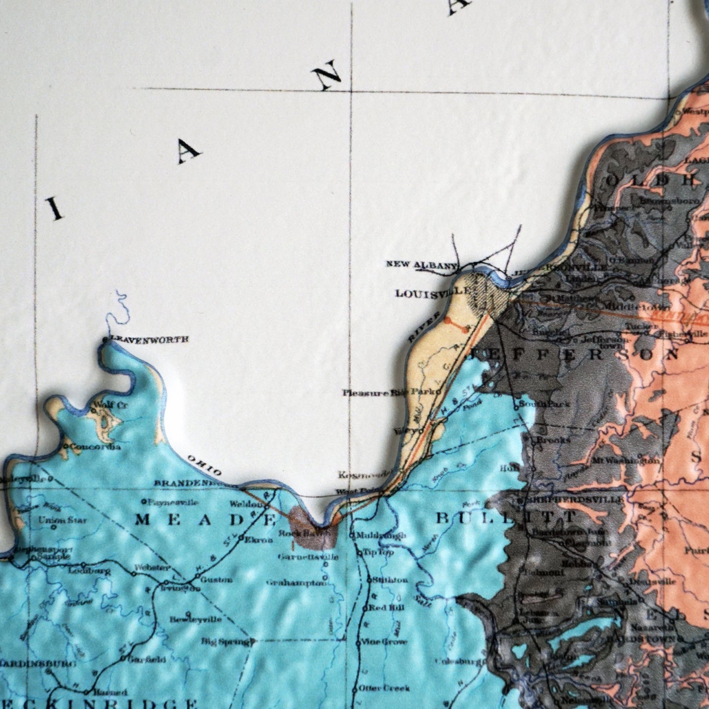 Kentucky 1920 3D Raised Relief Map