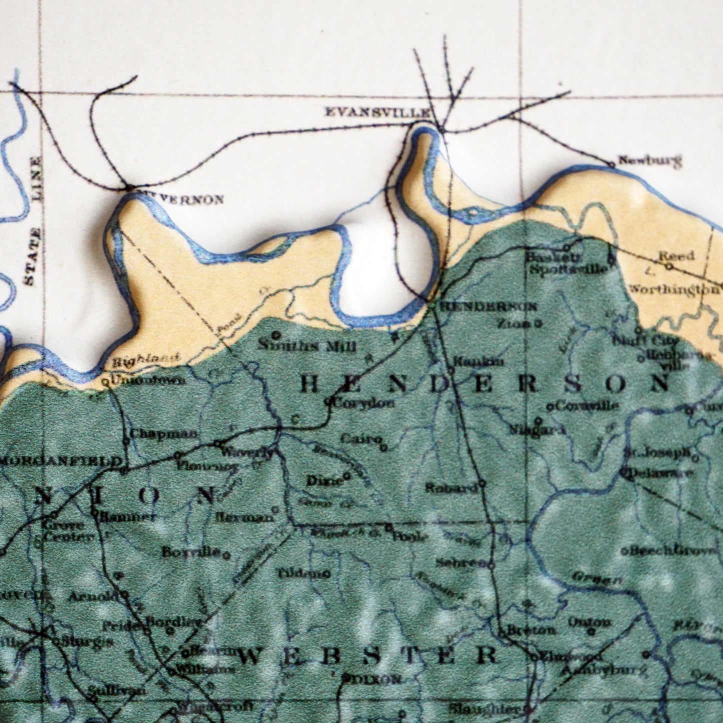 Kentucky 1920 3D Raised Relief Map