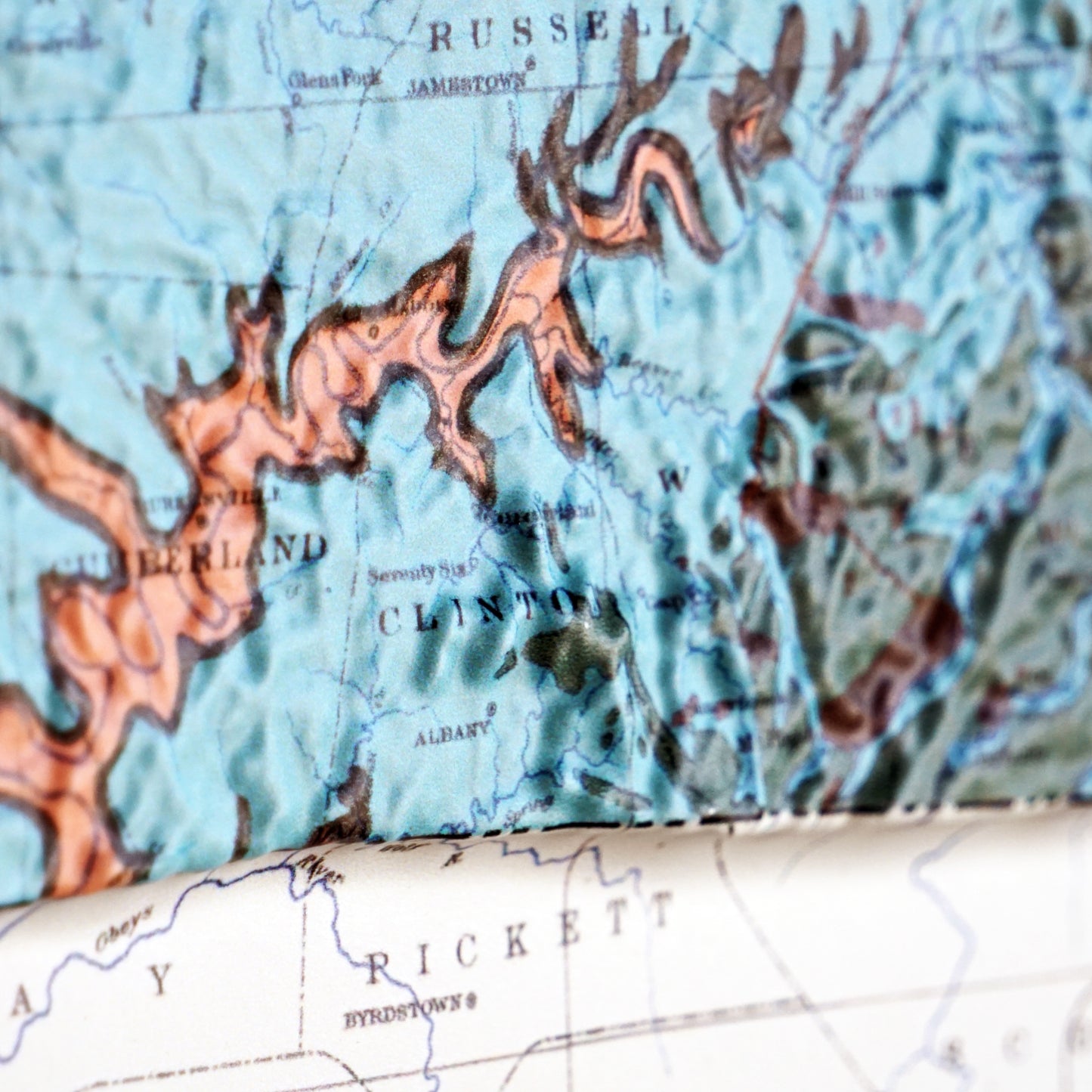 Kentucky 1920 3D Raised Relief Map
