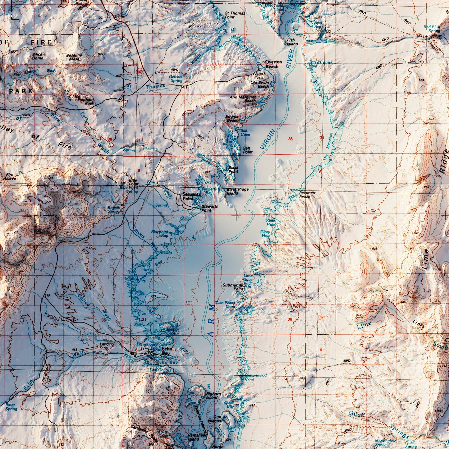 Lake Mead 1987 Shaded Relief Map