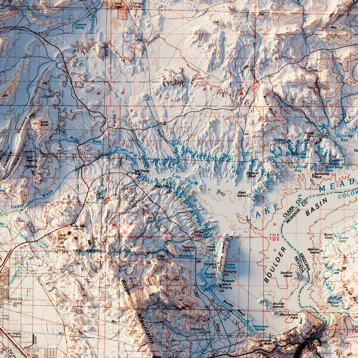 Lake Mead 1987 Shaded Relief Map