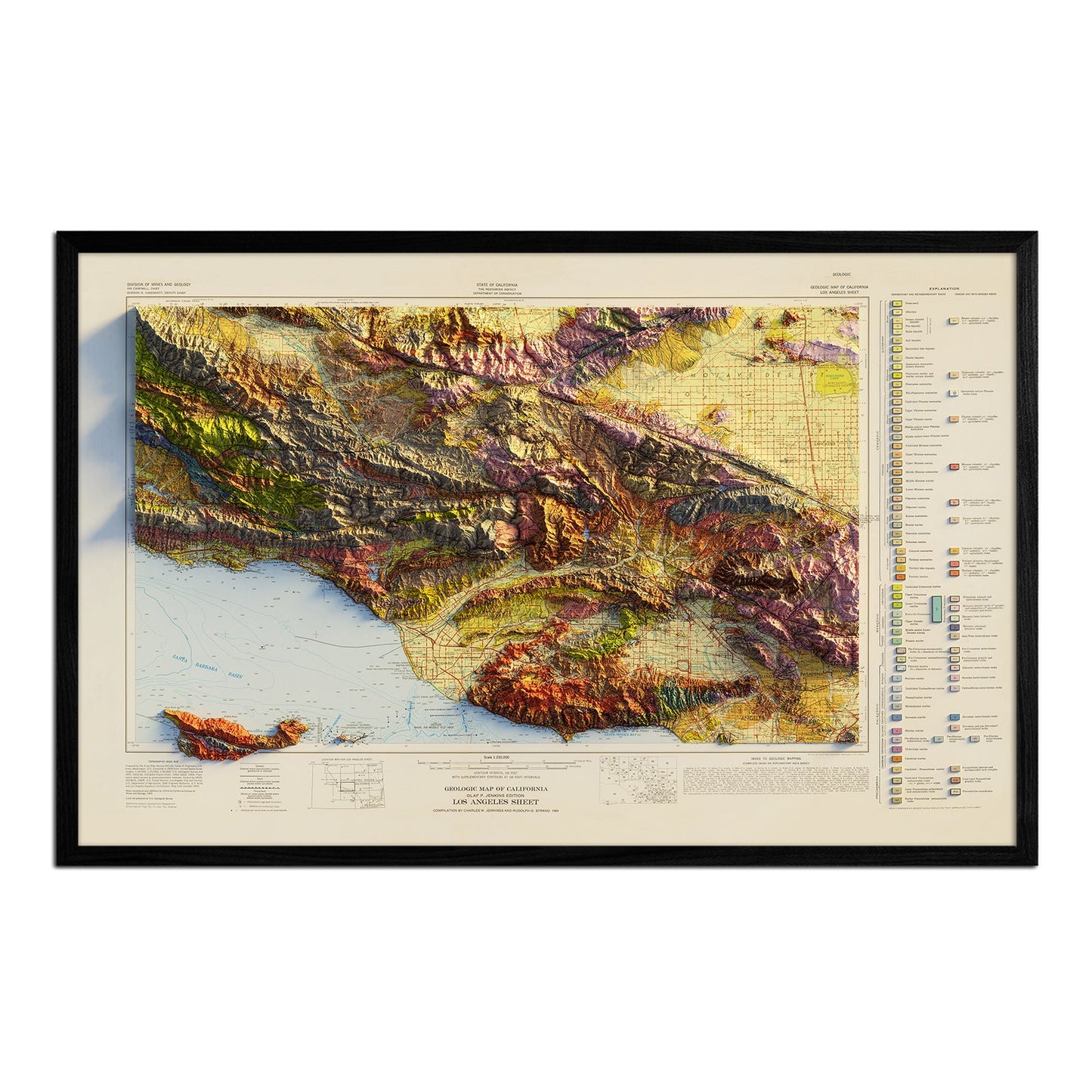 Vintage Los Angeles Relief Map - 1969