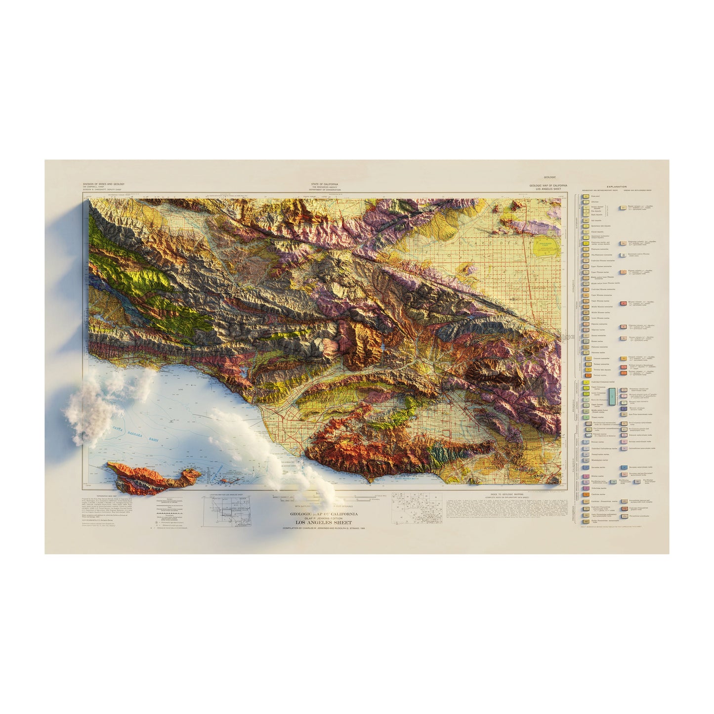 Vintage Los Angeles Relief Map - 1969