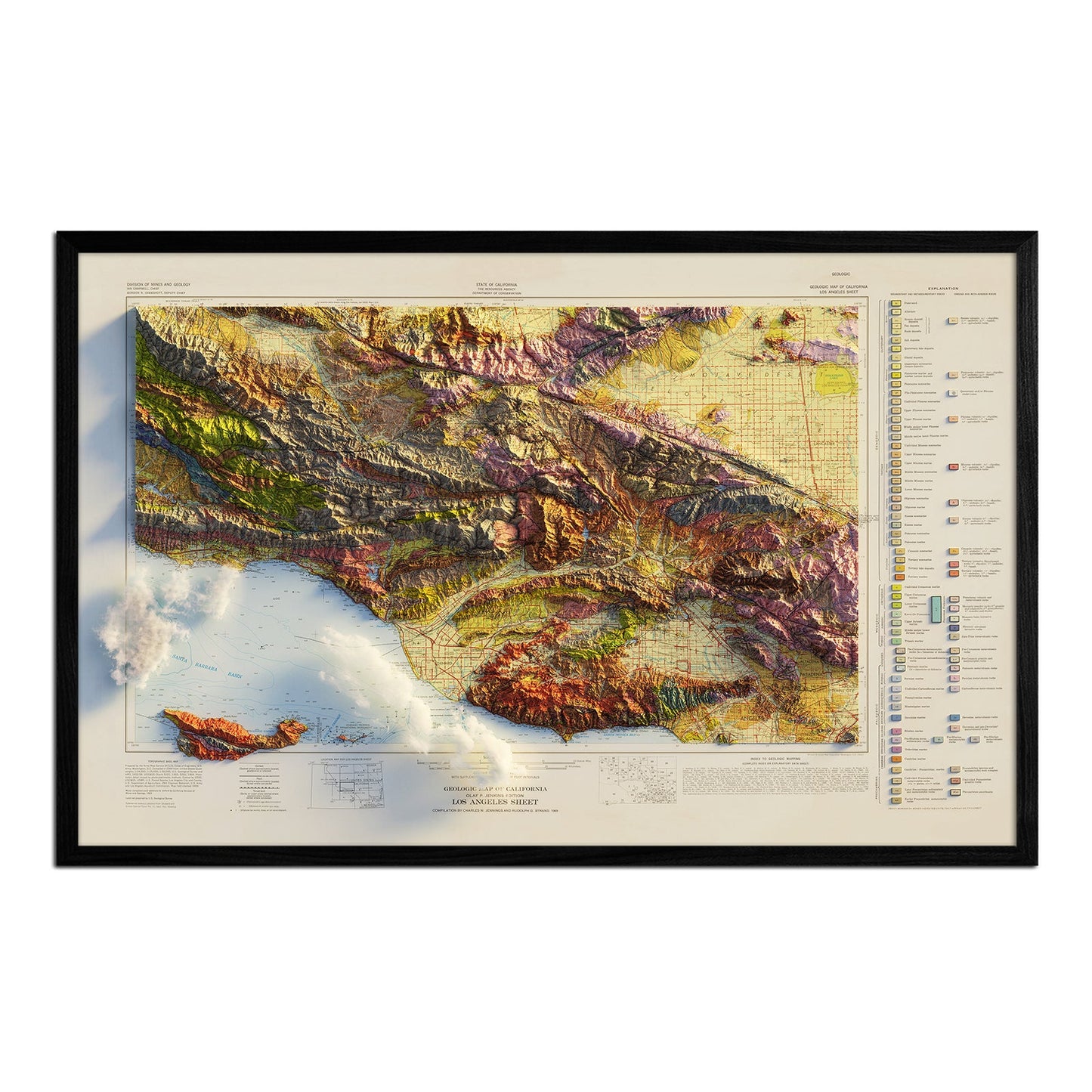 Vintage Los Angeles Relief Map - 1969