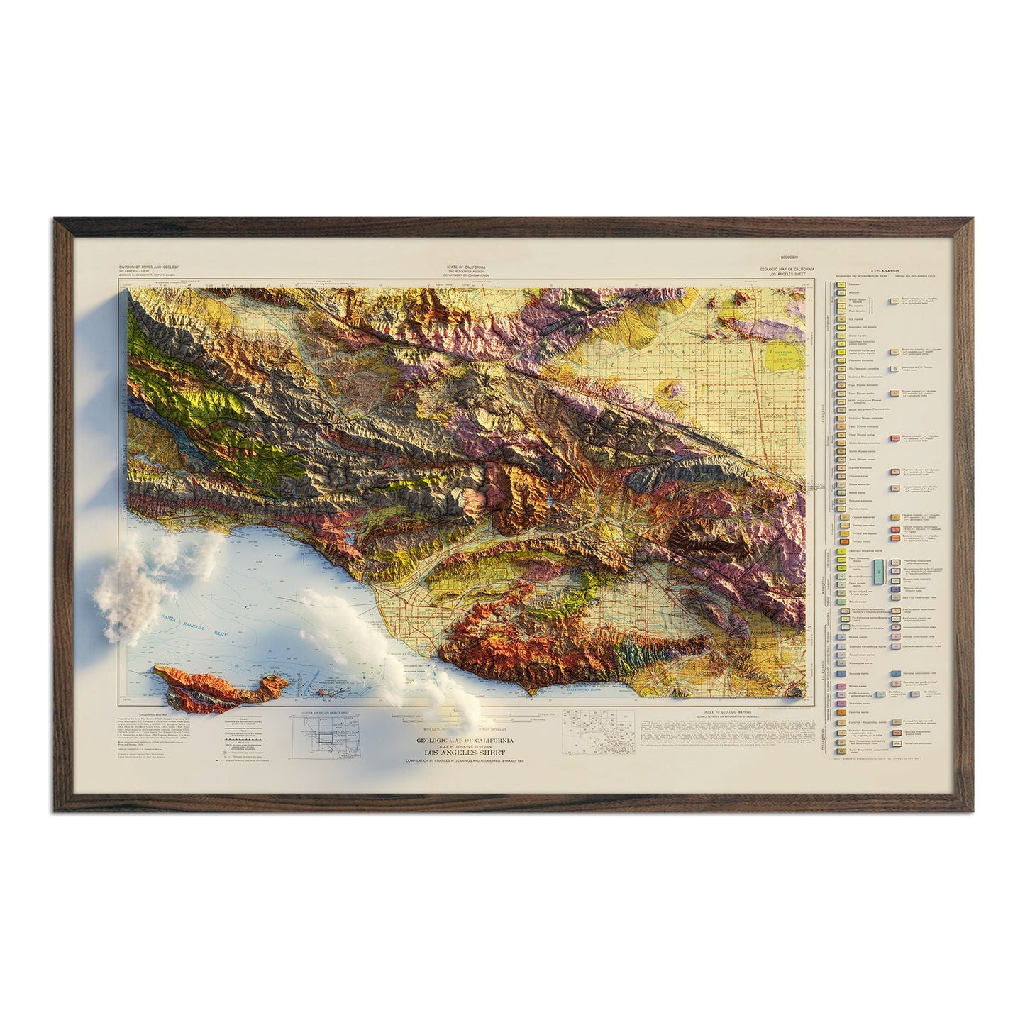 Vintage Los Angeles Relief Map - 1969