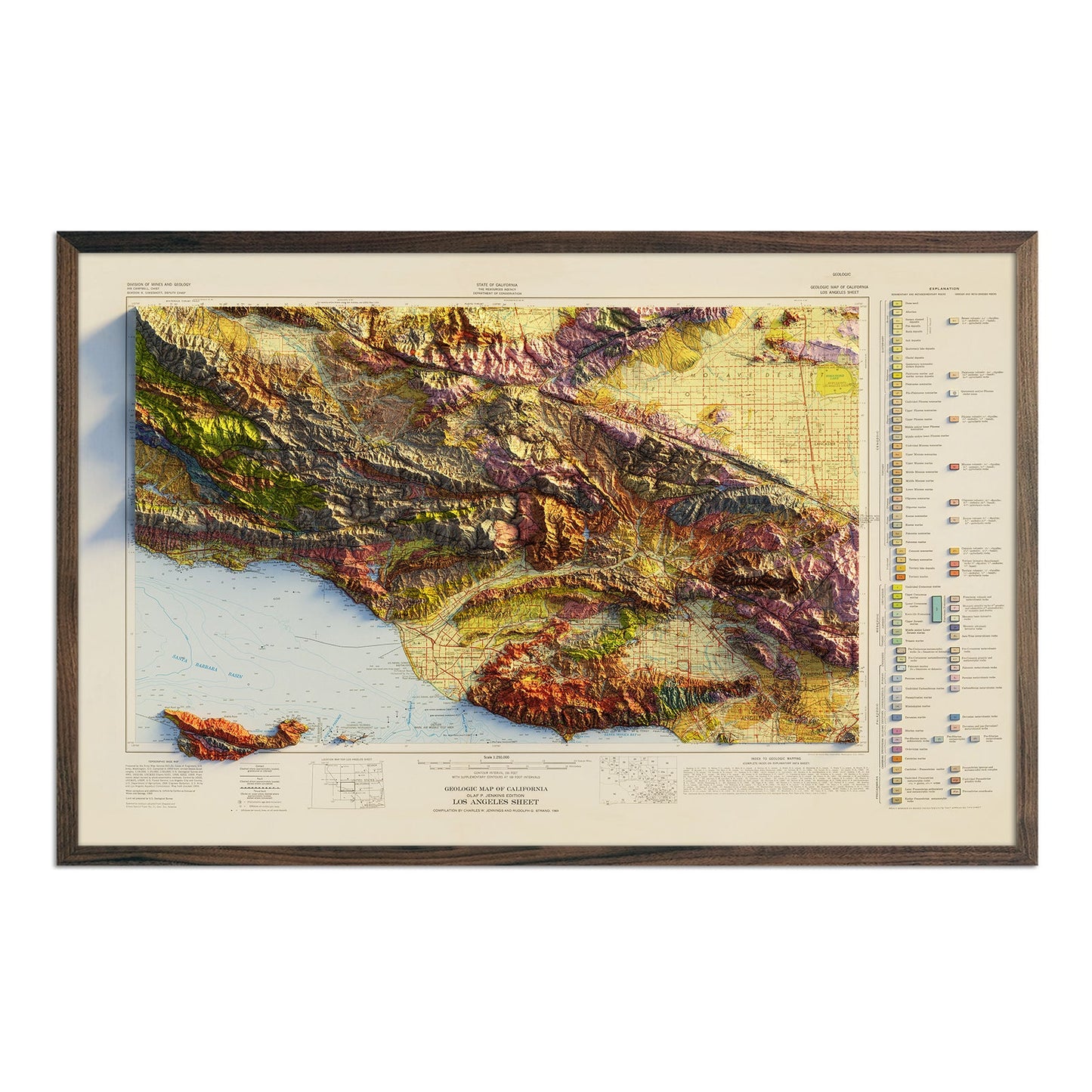 Vintage Los Angeles Relief Map - 1969