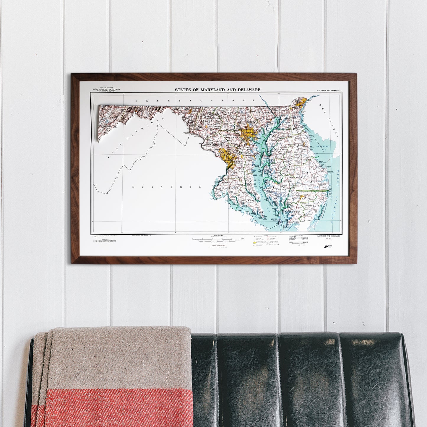 Maryland 1973 3D Raised Relief Map