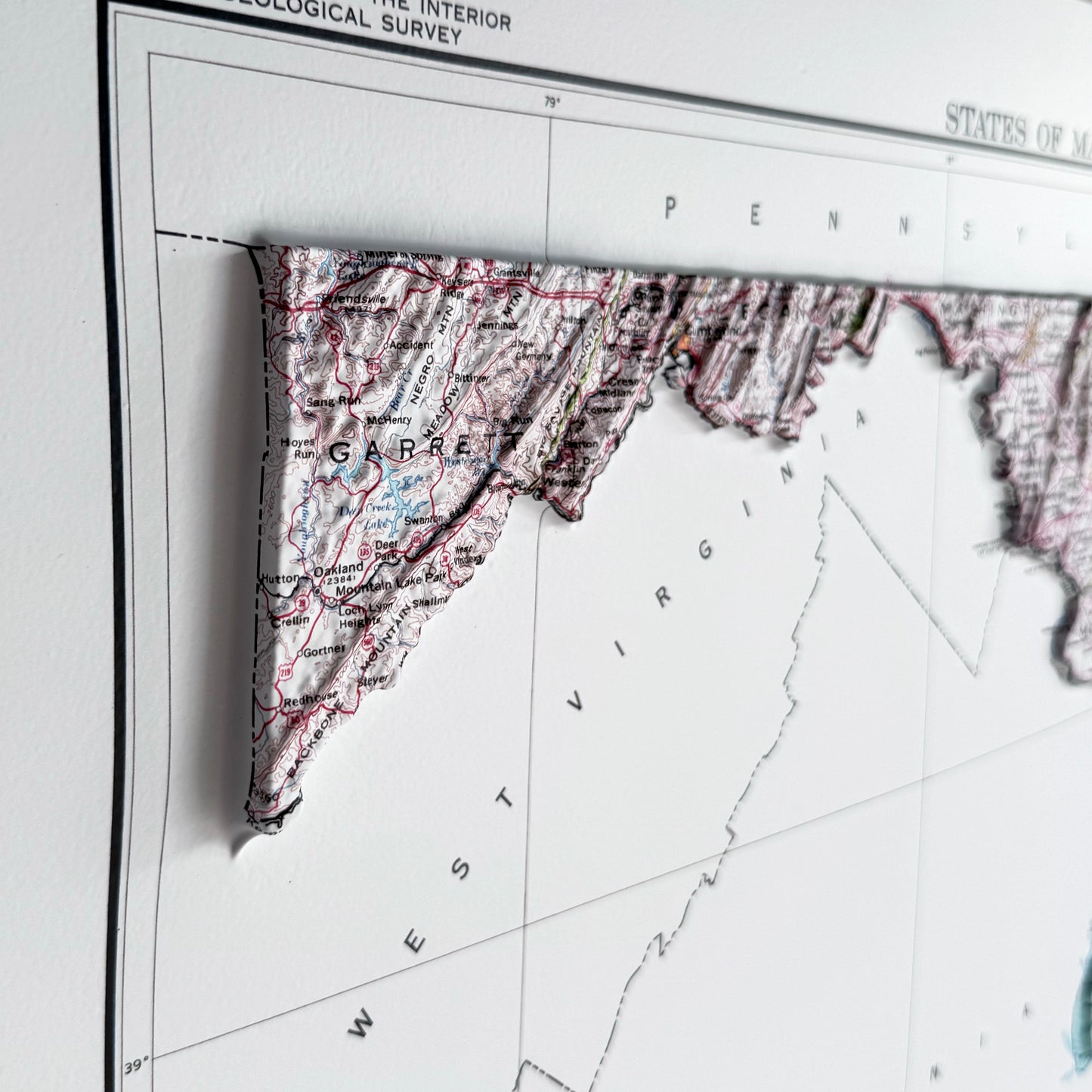 Maryland 1973 3D Raised Relief Map