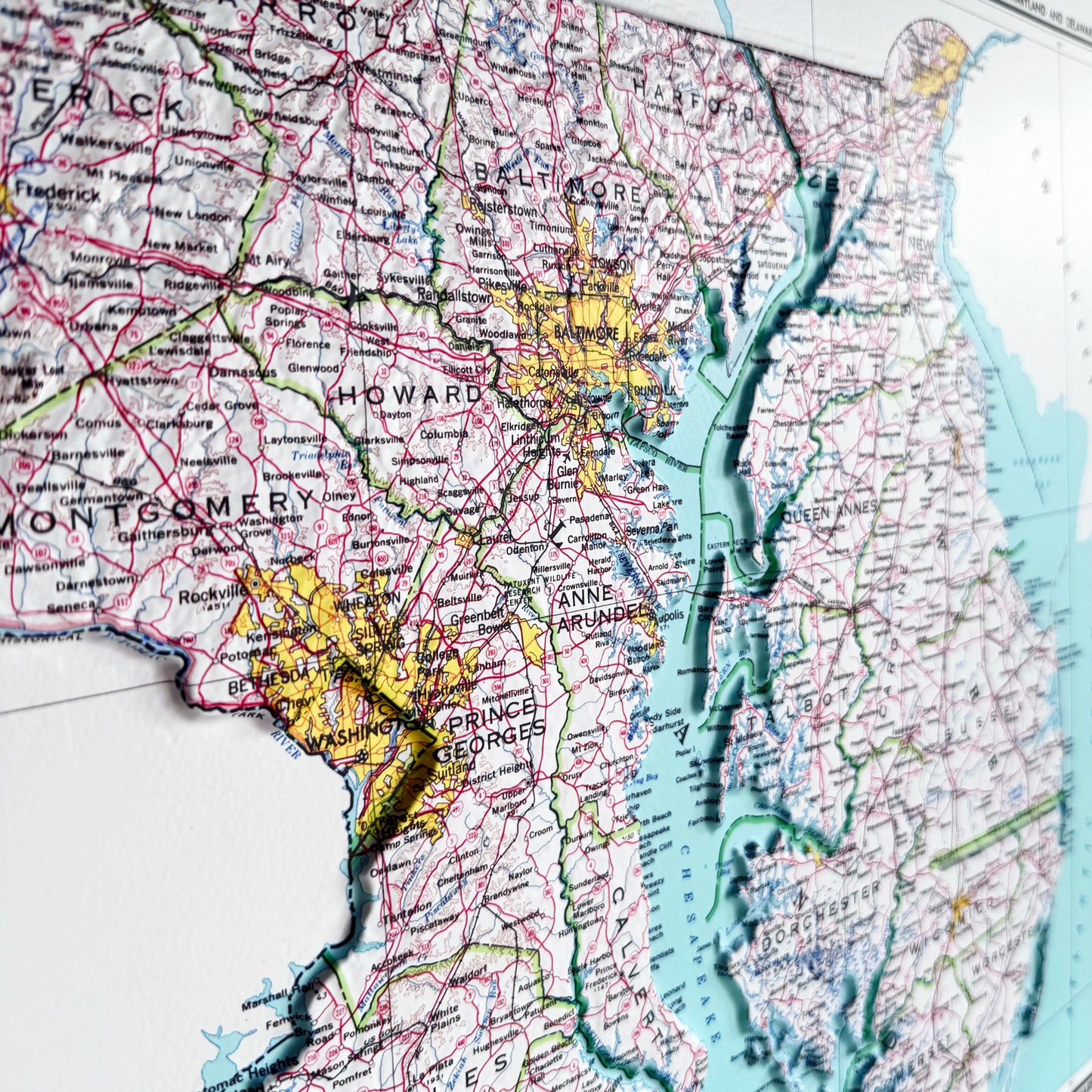 Maryland 1973 3D Raised Relief Map