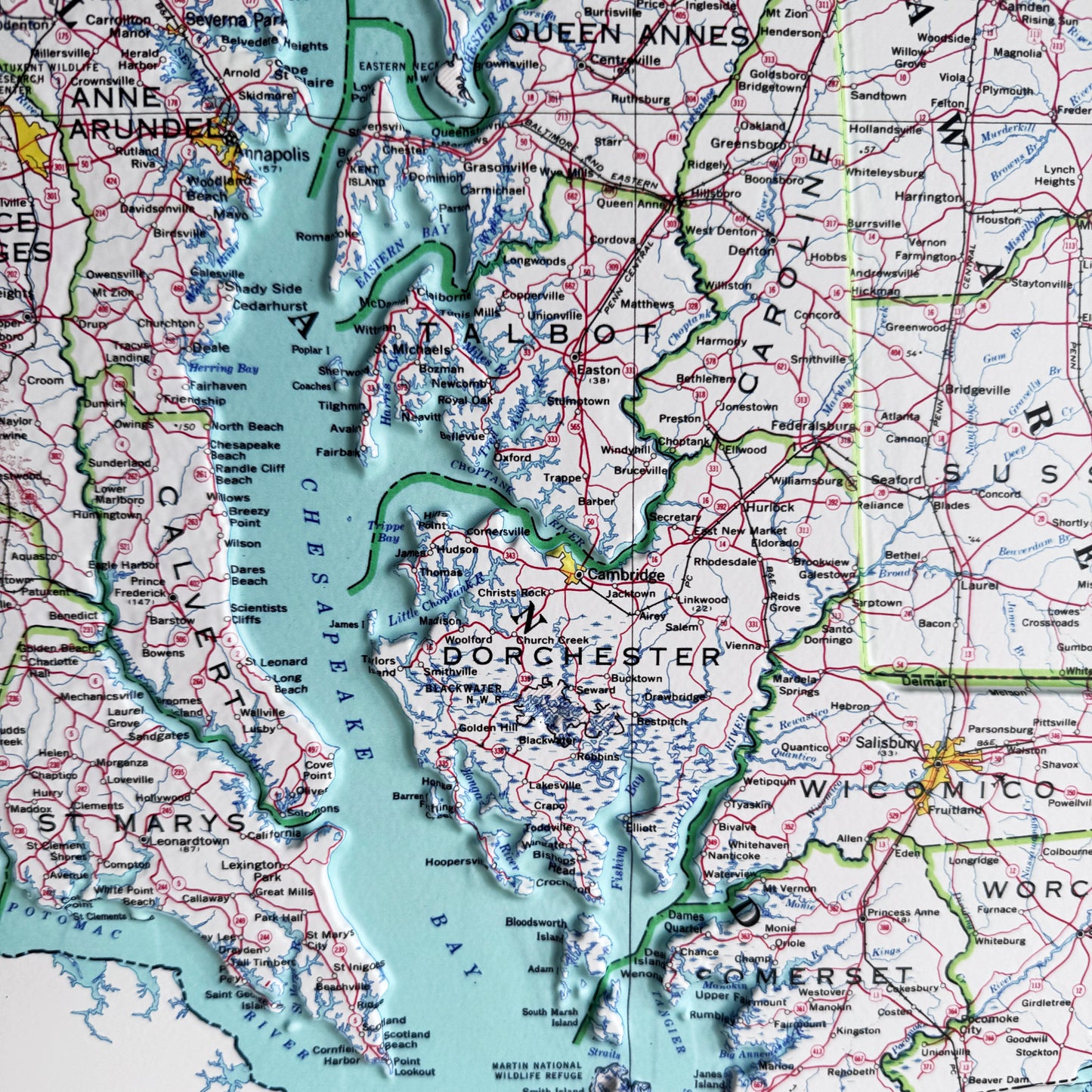 Maryland 1973 3D Raised Relief Map