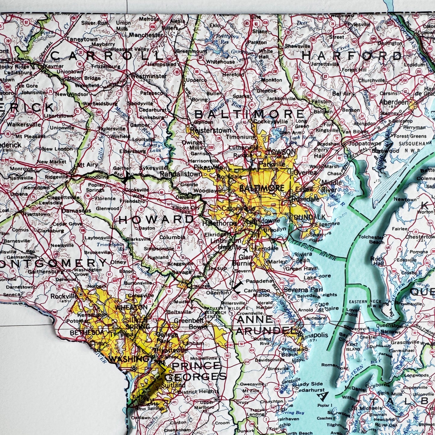 Maryland 1973 3D Raised Relief Map