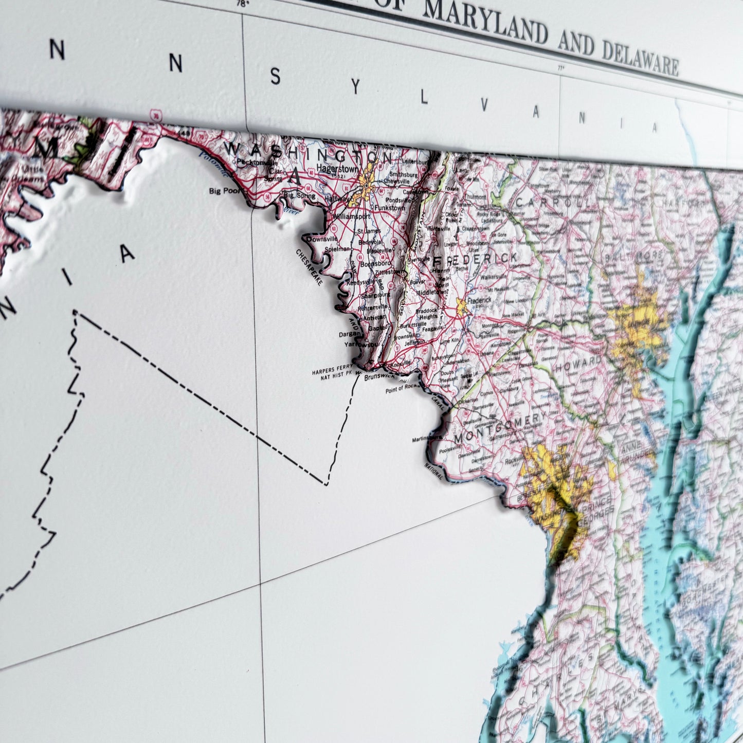 Maryland 1973 3D Raised Relief Map