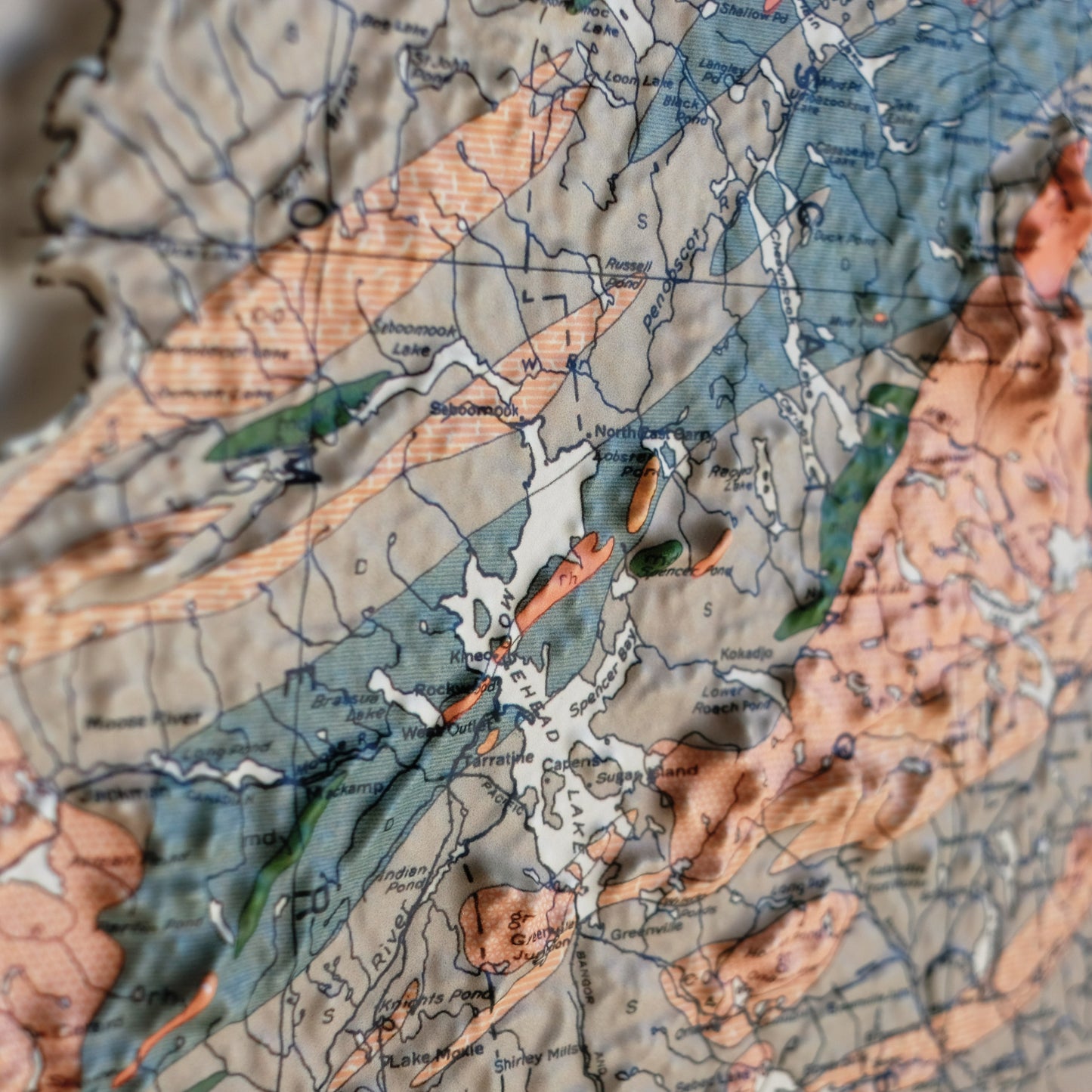 Maine 1933 3D Raised Relief Map