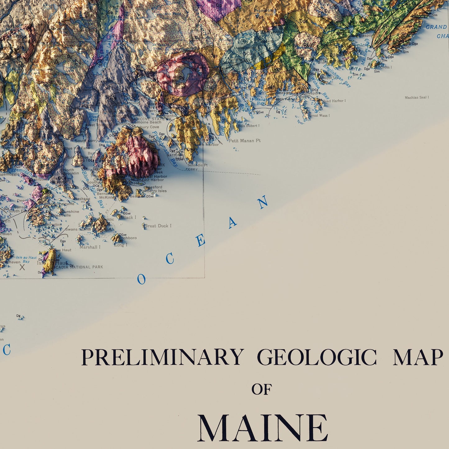 Maine 1967 Shaded Relief Map