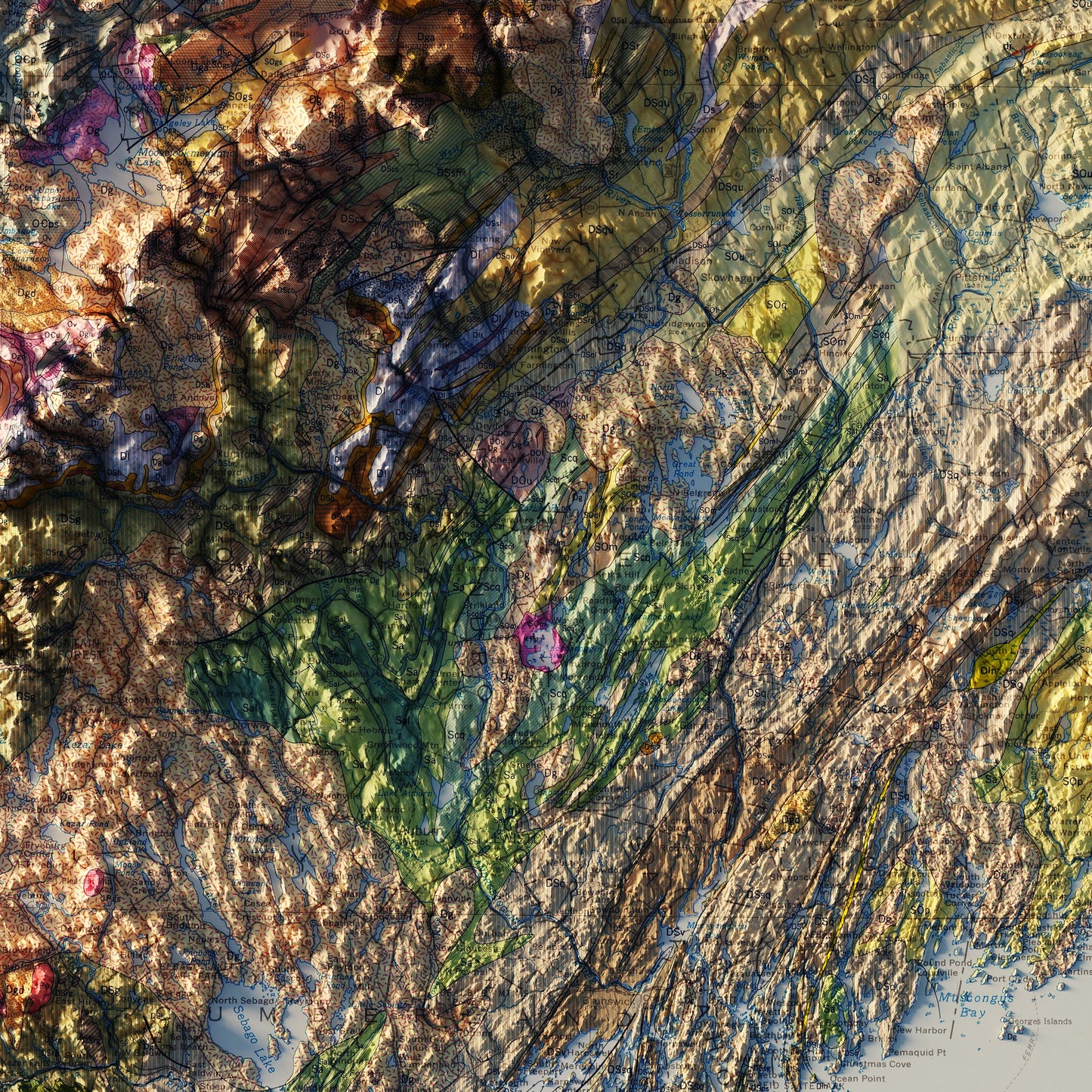 Maine 1967 Shaded Relief Map