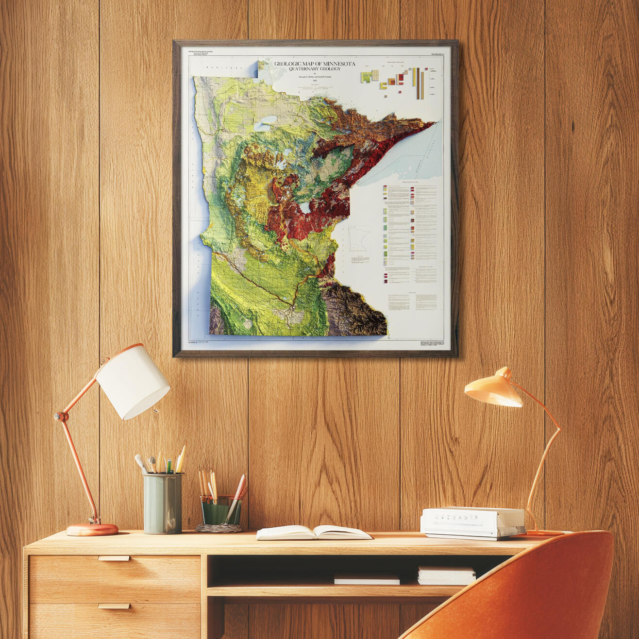 Minnesota 1982 Shaded Relief Map
