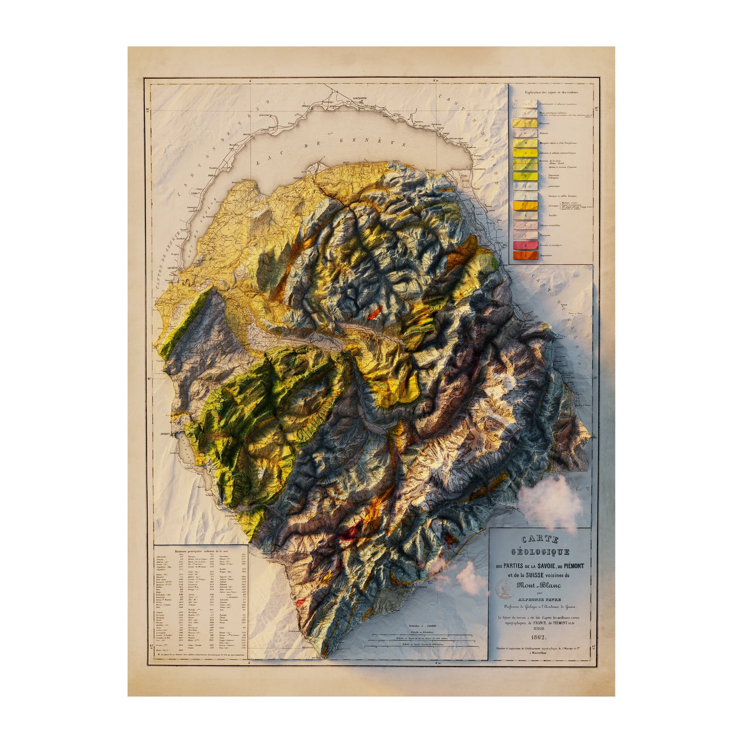 Mont Blanc 1862 Relief Map