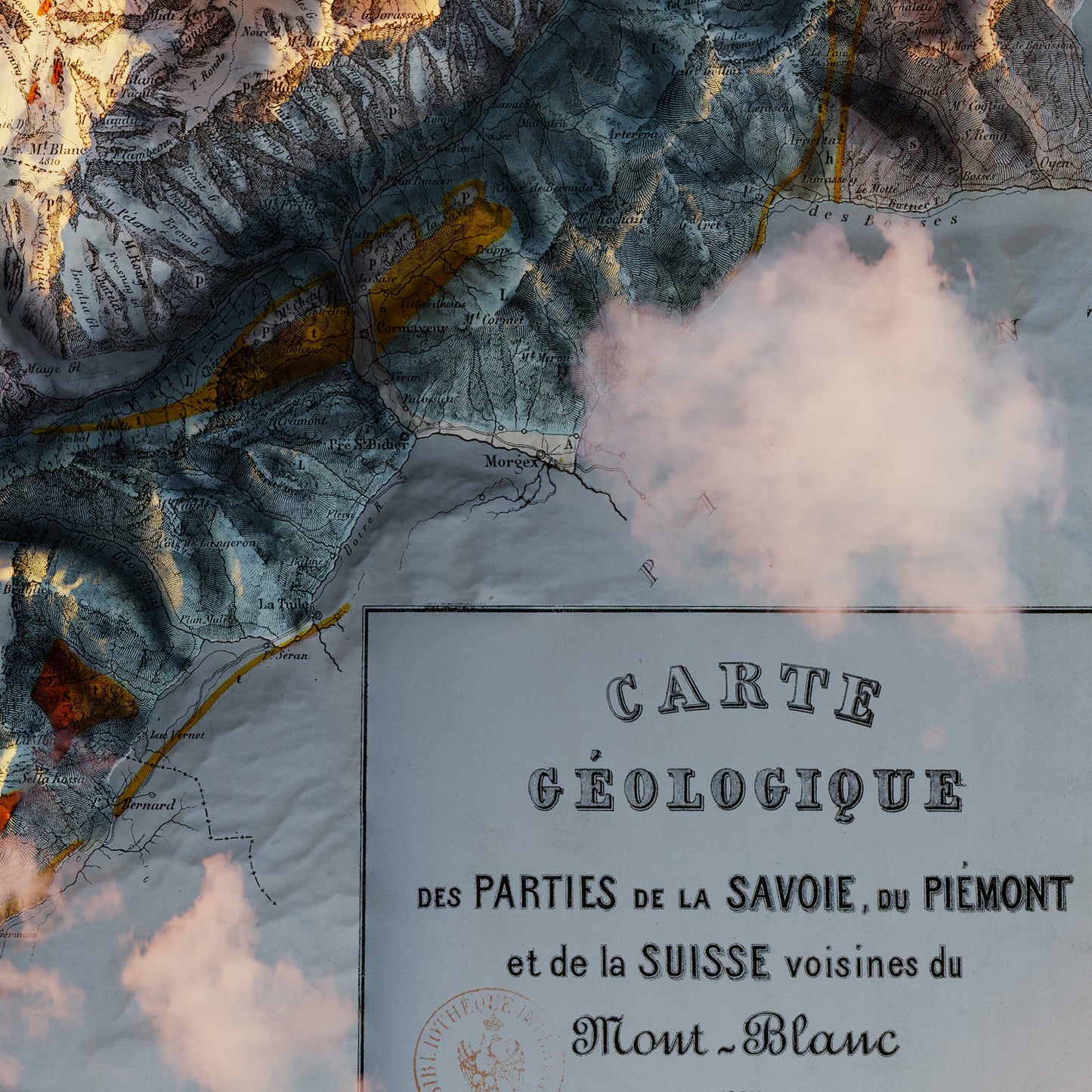 Mont Blanc 1862 Shaded Relief Map