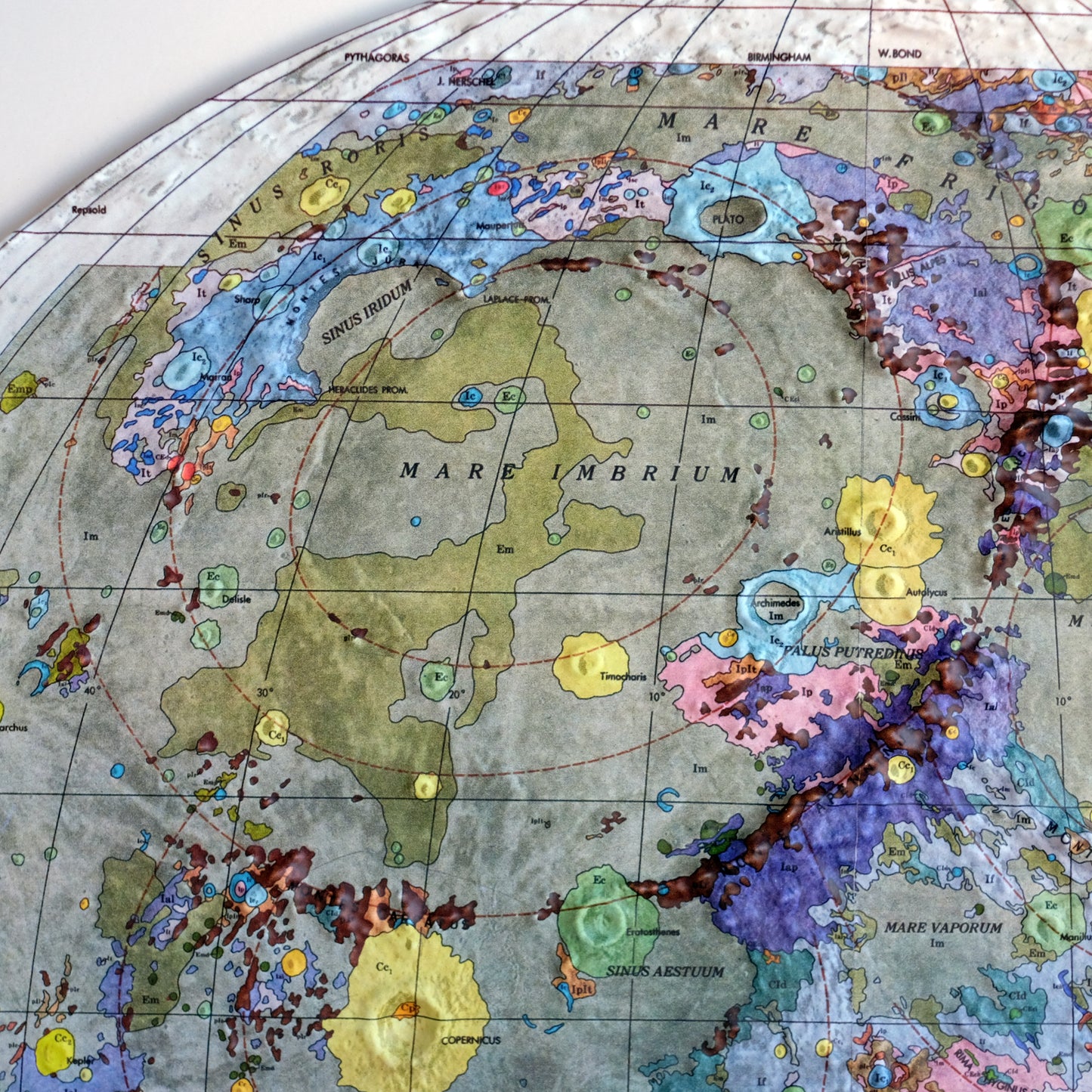Moon Geological 3D Raised Relief Map