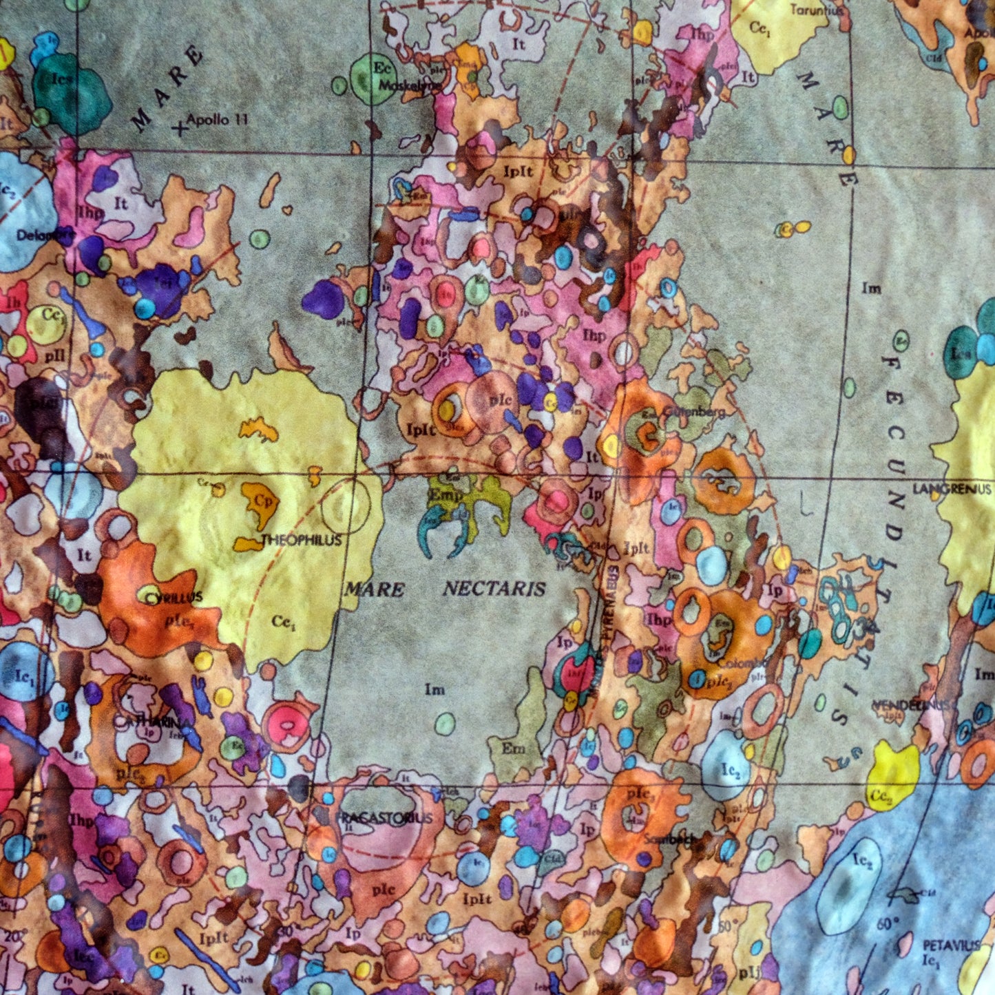 Moon Geological 3D Raised Relief Map