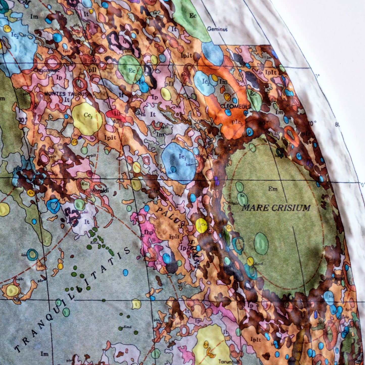 Moon Geological 3D Raised Relief Map
