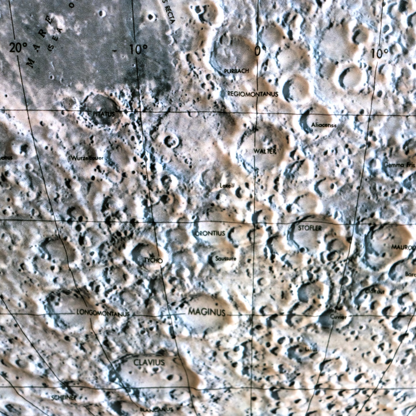 Moon 1966 3D Raised Relief Map