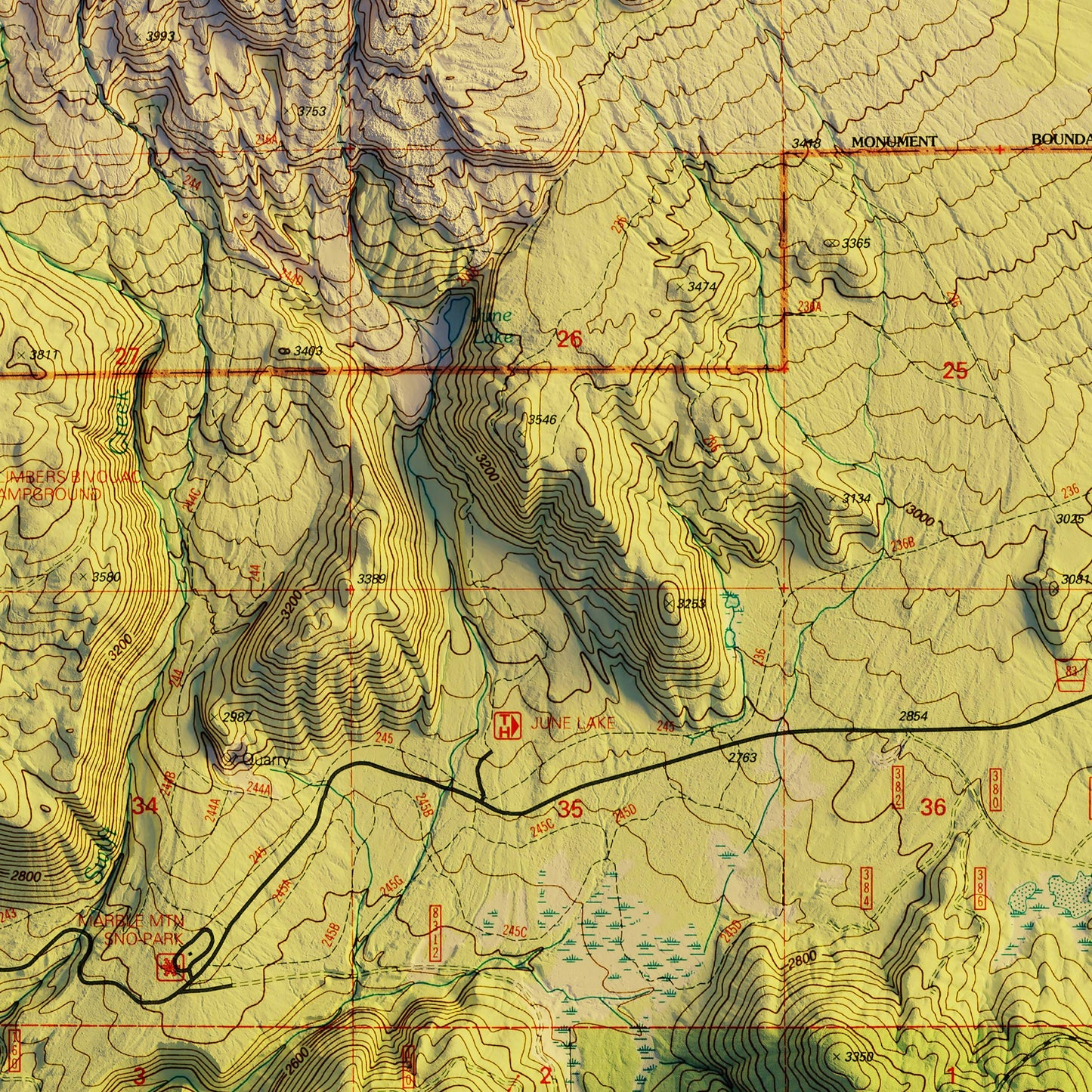 Mount St. Helens, WA 1998 Shaded Relief Map