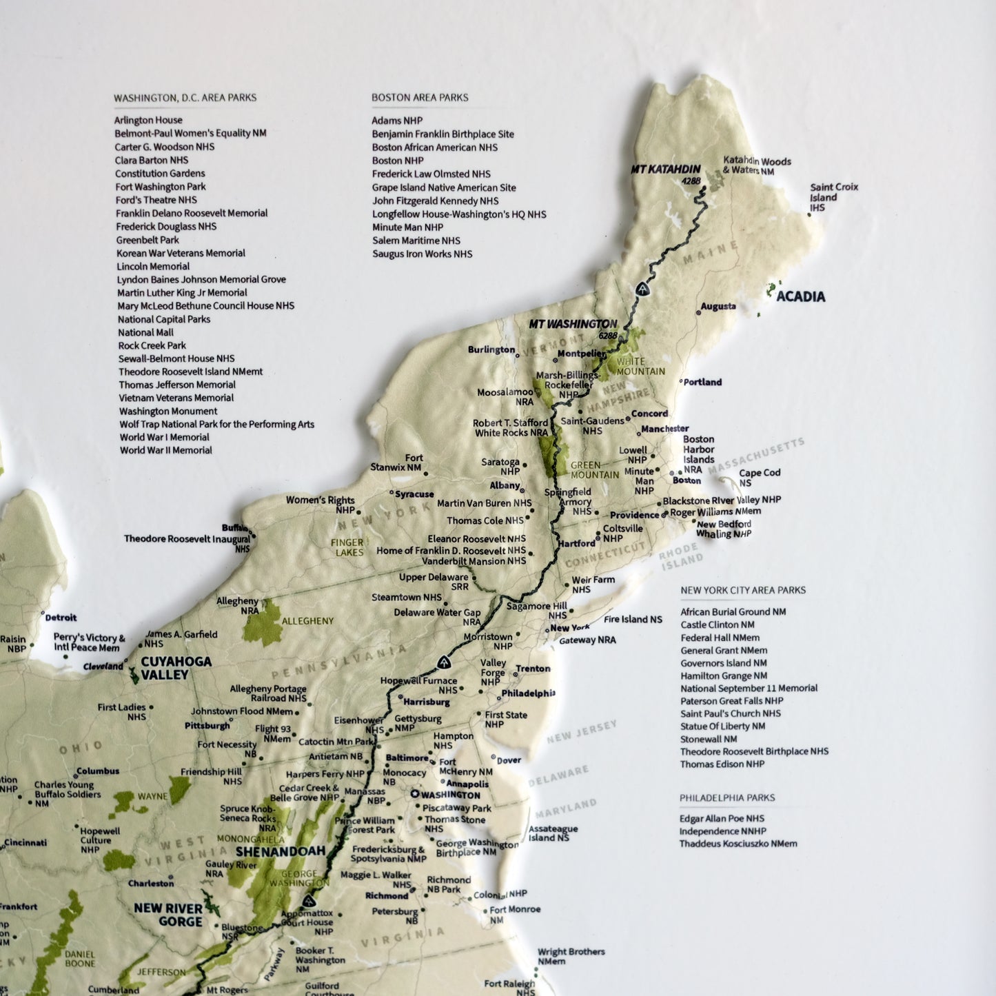 USA National Parks 3D Raised Relief Map